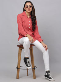 Thumbnail for Jainish Women's Peach Solid Shirt - Peach - Distacart