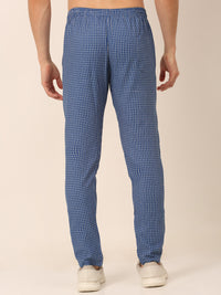 Thumbnail for Jainish Men's Checked Cotton Track Pants - Blue - Distacart