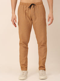 Thumbnail for Jainish Men's Checked Cotton Track Pants - Mustard - Distacart