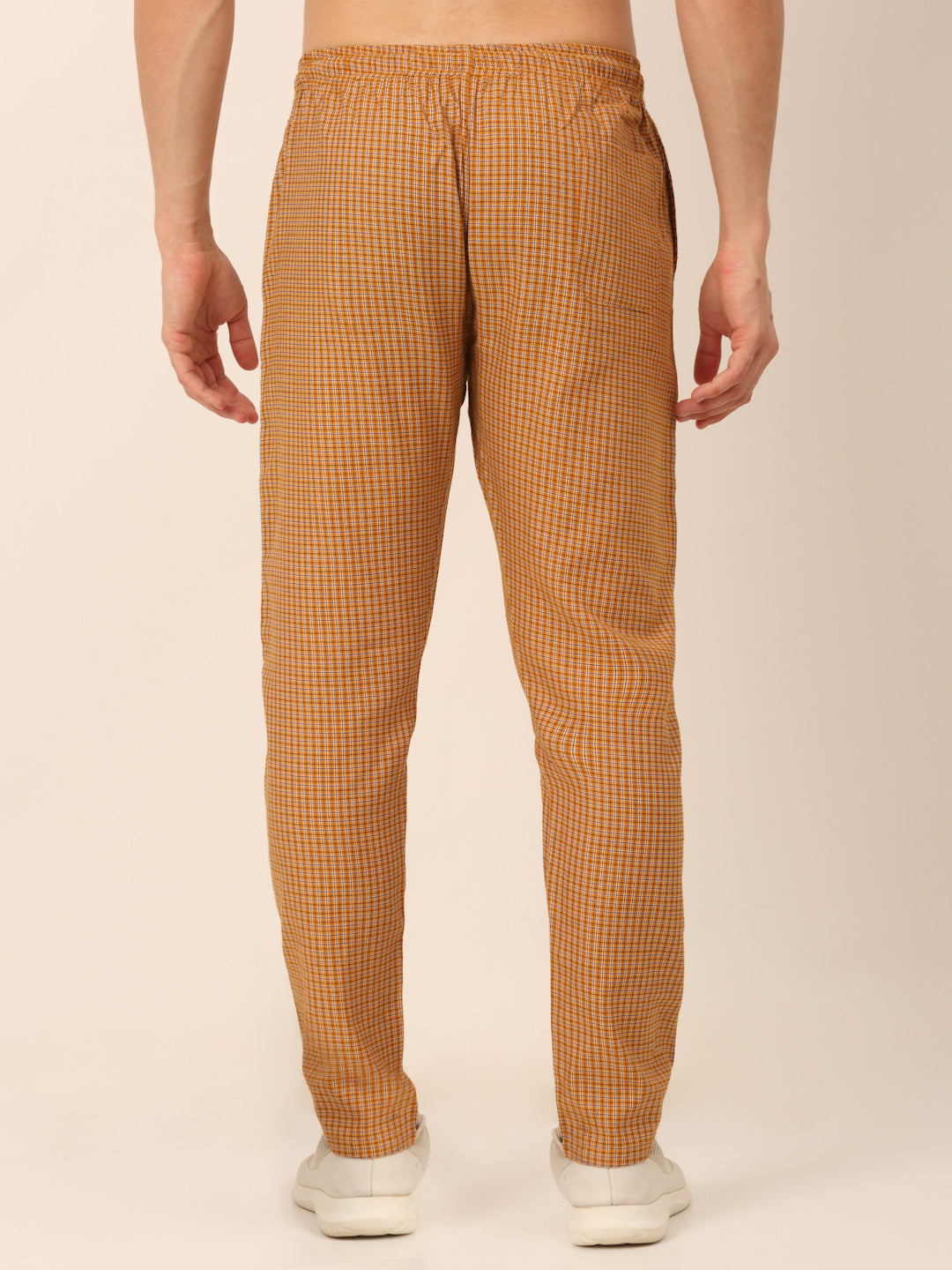 Jainish Men's Checked Cotton Track Pants - Mustard - Distacart