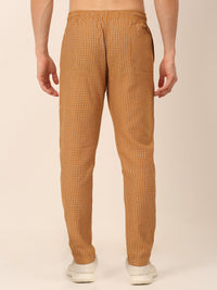 Thumbnail for Jainish Men's Checked Cotton Track Pants - Mustard - Distacart