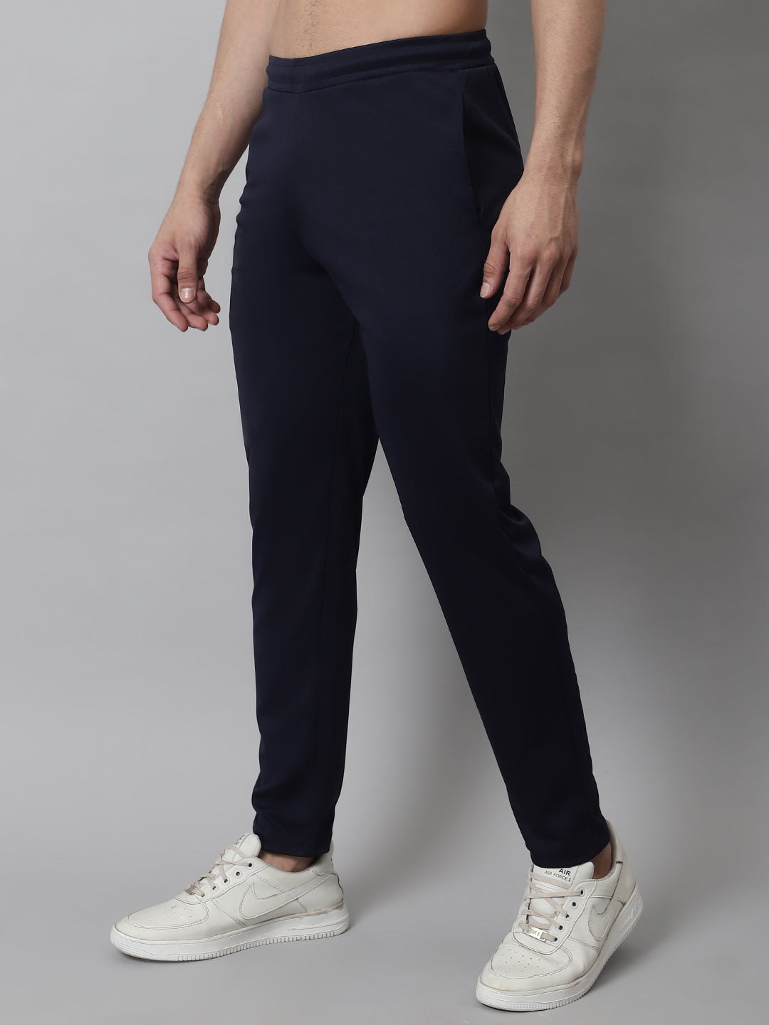 Jainish Men's Navy Blue Solid Streachable Lycra Trackpants - Distacart