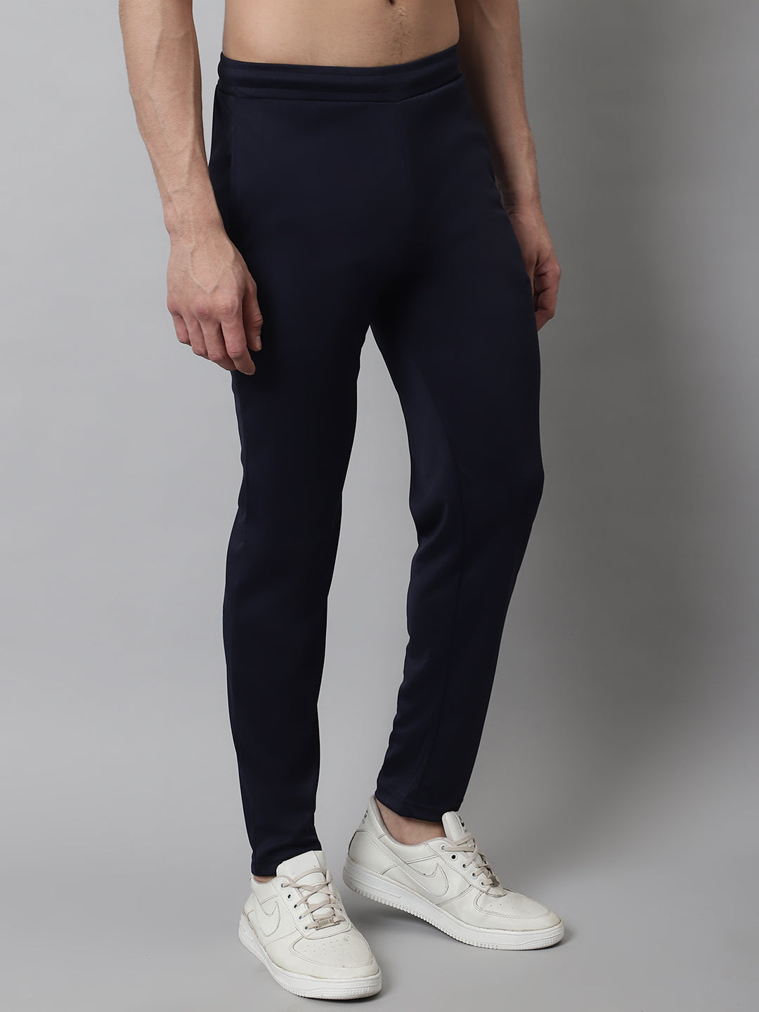 Jainish Men's Navy Blue Solid Streachable Lycra Trackpants - Distacart