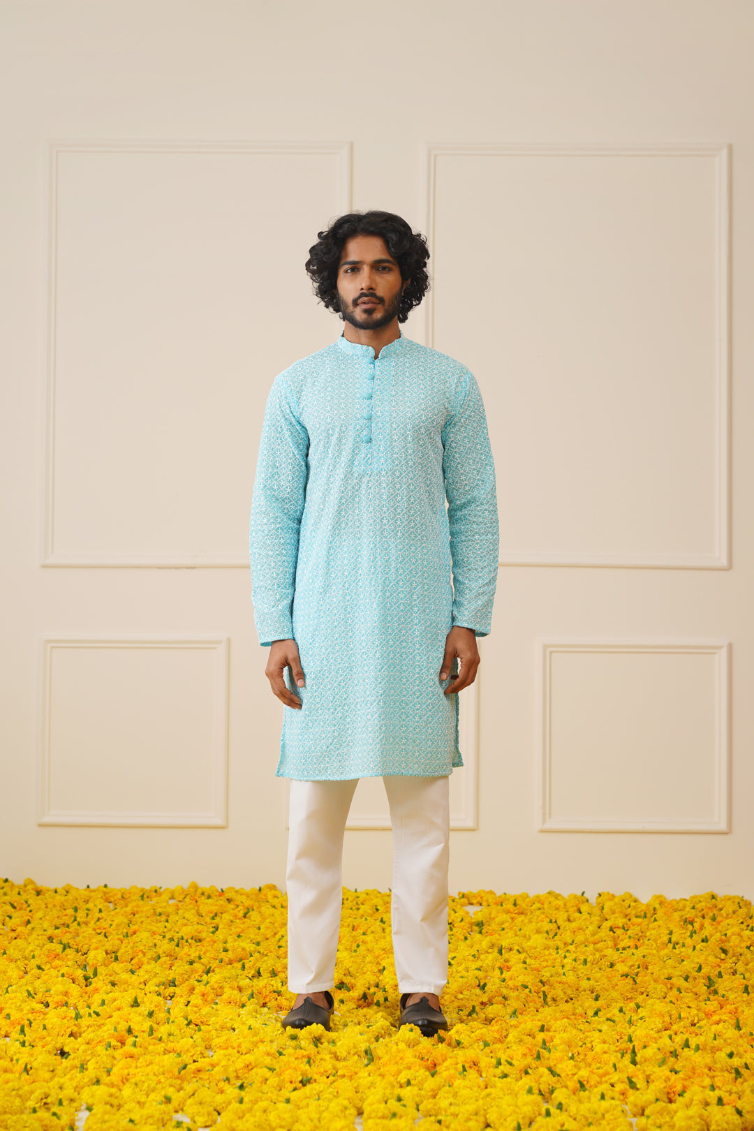 Jompers Men's Sky Embroidered Kurta Only - Distacart