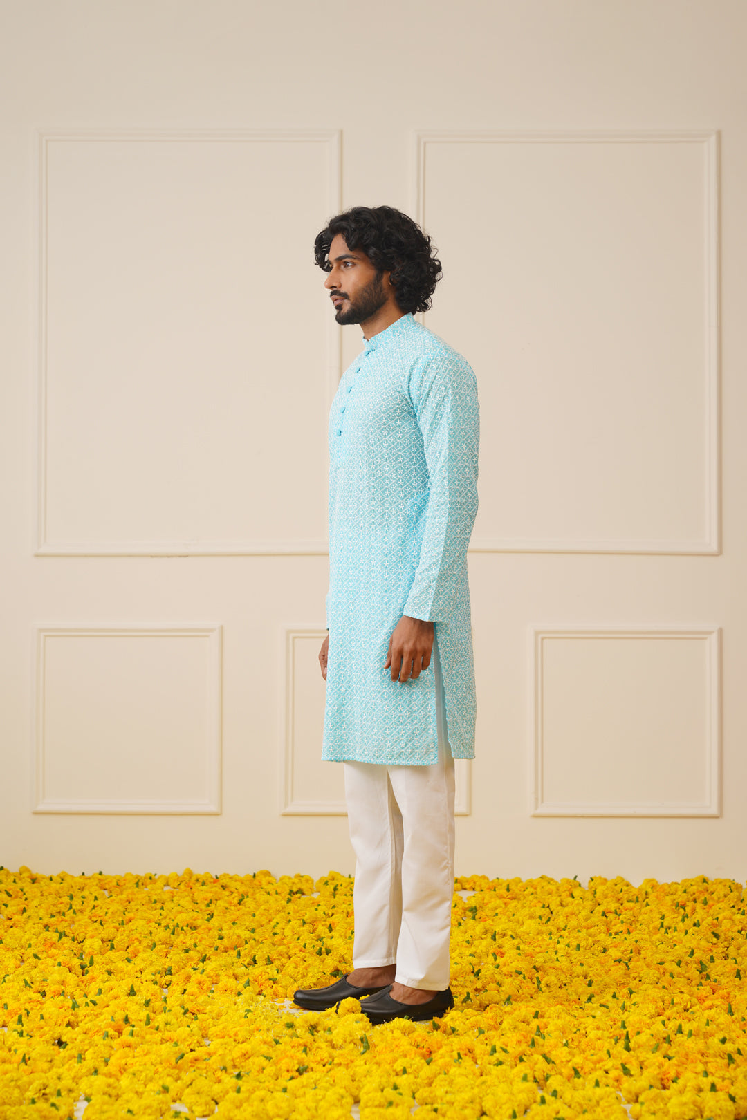 Jompers Men's Sky Embroidered Kurta Only - Distacart