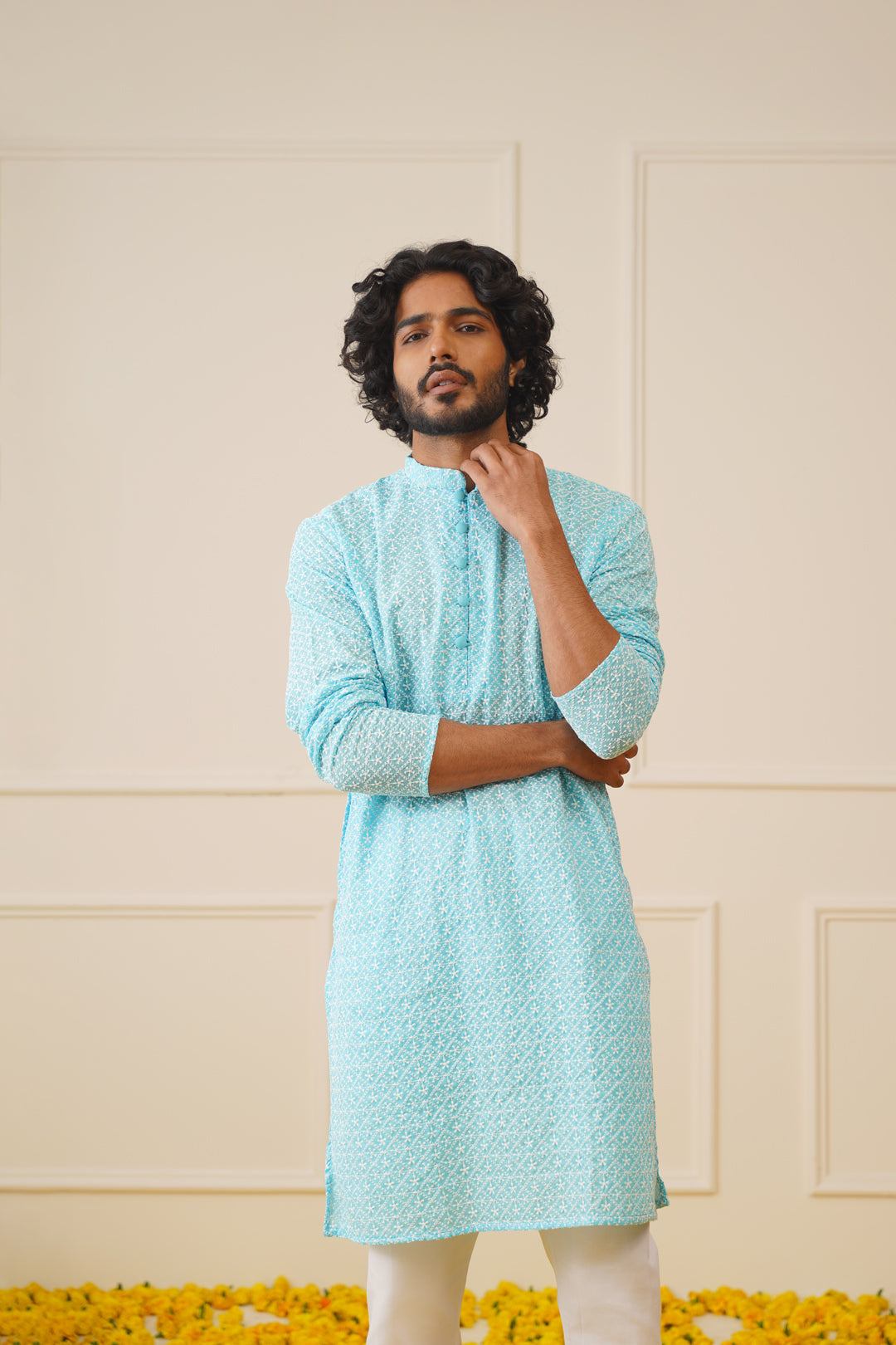 Jompers Men's Sky Embroidered Kurta Only - Distacart