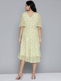 Thumbnail for Jompers Women's Floarl print flared georgette dress - Off-White - Distacart