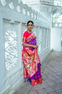 Thumbnail for Aastha Fashion Purple Woven Paithani Silk Saree with Blouse - Distacart