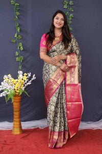 Thumbnail for Aastha Fashion Mehendi Woven Tissue Silk Saree with Blouse - Distacart