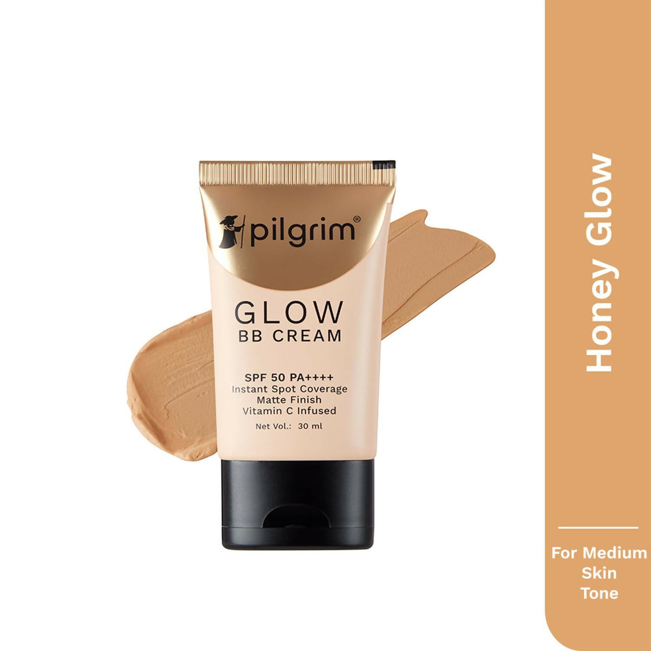Pilgrim Glow BB Cream SPF 50 PA++++ Instant Spot Coverage Matte Finish Vitamin C Infused - Honey Glow - Distacart