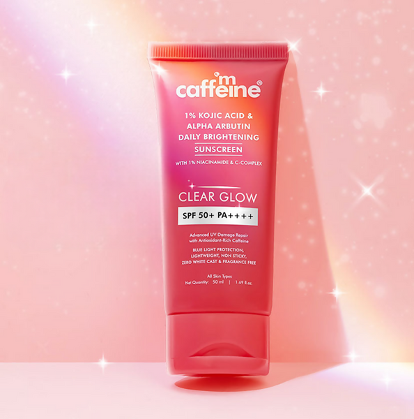 mCaffeine Clear Glow 1% Kojic Acid, Alpha Arbutin Daily Brightening Sunscreen