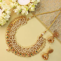 Thumbnail for 18K Gold Plated Brass Pearl Choker Necklace With Earrings for Women/Girls - Wahe Jewels