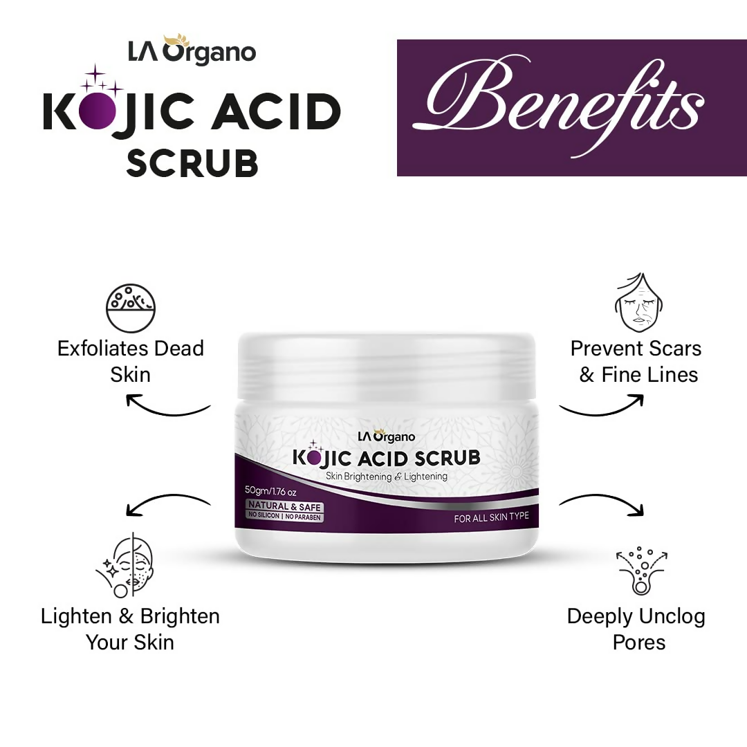 LA Organo 1% Kojic Acid Skin Lightening & Brightening Face & Body Scrub