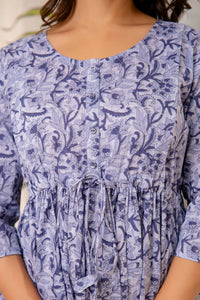 Thumbnail for Women Grey Printed Flared Maternity Dress - Rasiya