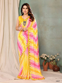 Thumbnail for Aafreen Partywear Designer Lemon Georgette Fancy Saree - Distacart