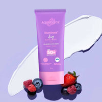 Thumbnail for Aqualogica Illuminate+ Dewy Sunscreen SPF 50+ PA++++ with Wild Berries & Alpha Arbutin, Protection Against Uva/B & Blue Light Protection