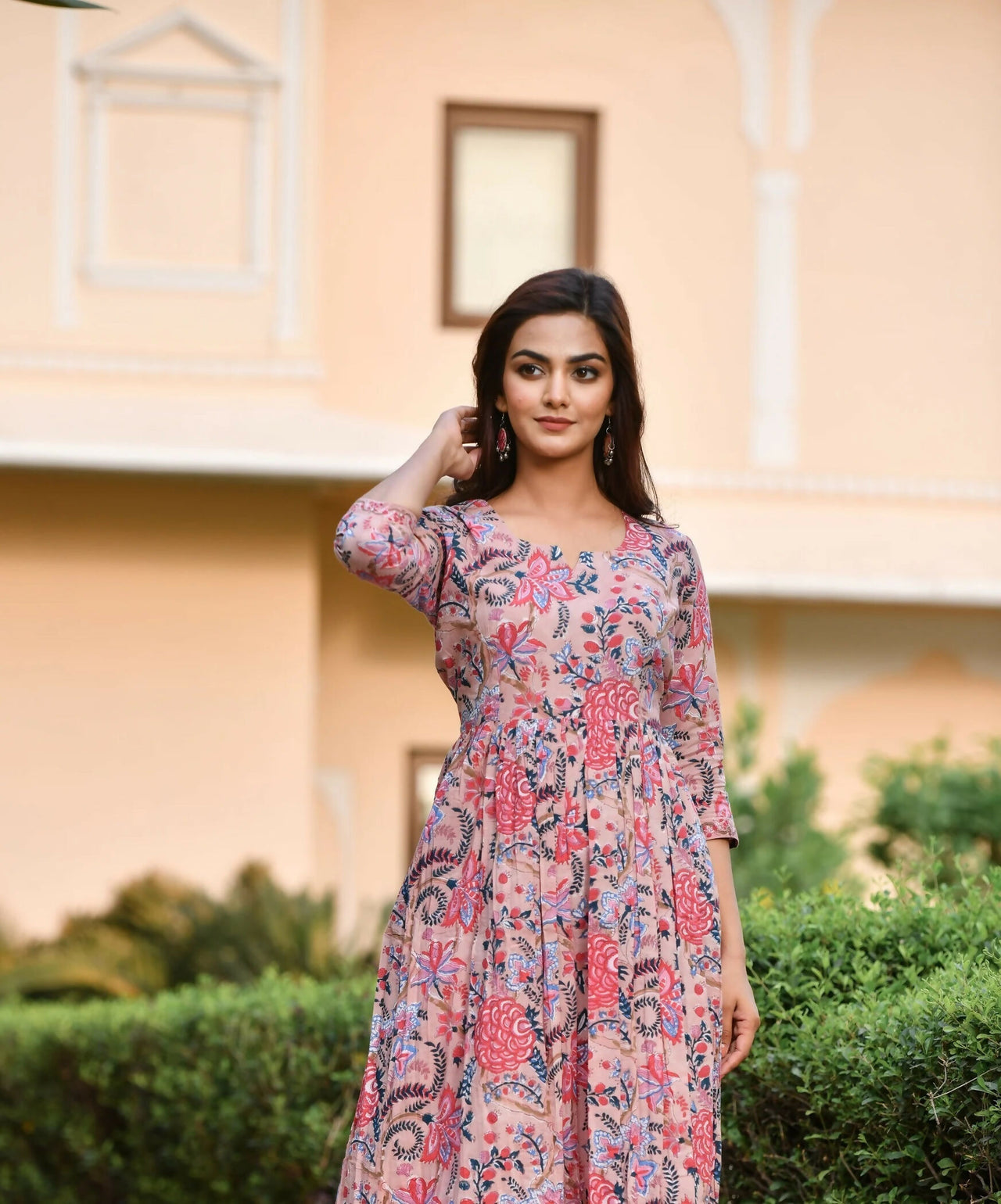 Indian Fashion Women Pink Printed Viscose Rayon Kurta And Pant Set - Distacart