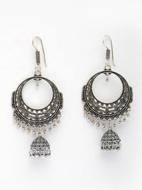 Thumbnail for NVR Women Set of 3 Silver Plated Oxidized Traditional Jhumka Earrings
