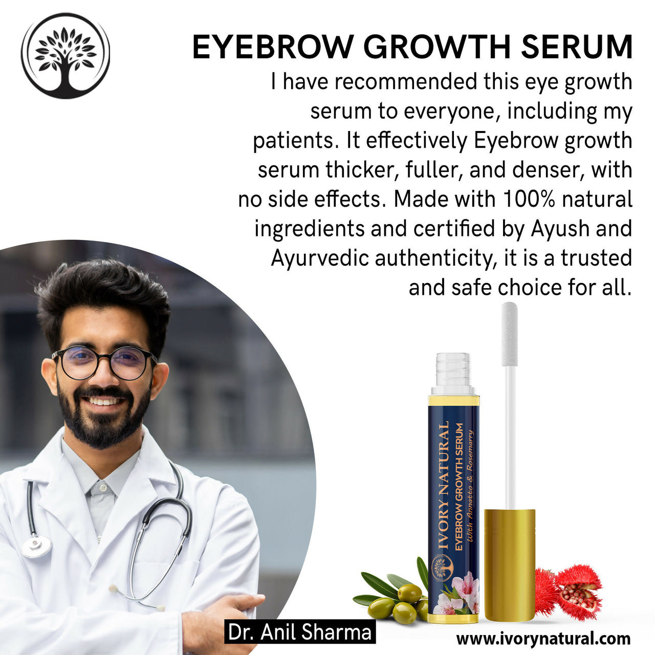 Ivory Natural Eyebrow Growth Serum - Lush Eyebrows For Both Men & Women - Distacart