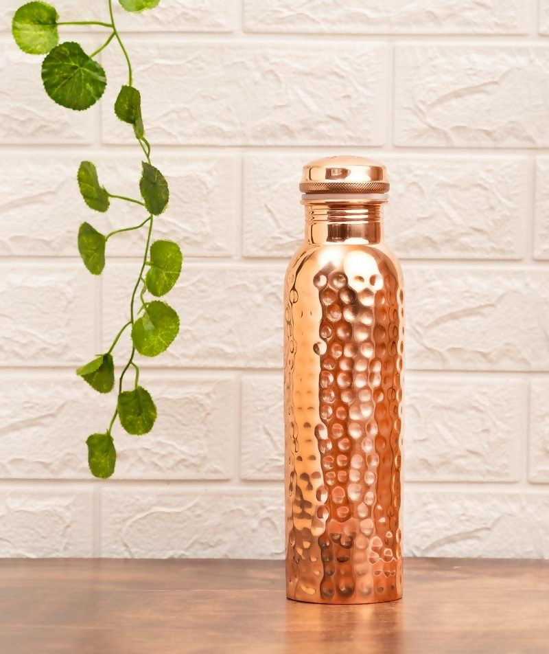 Isha Life Hammered Copper Water Bottle - 950 ml