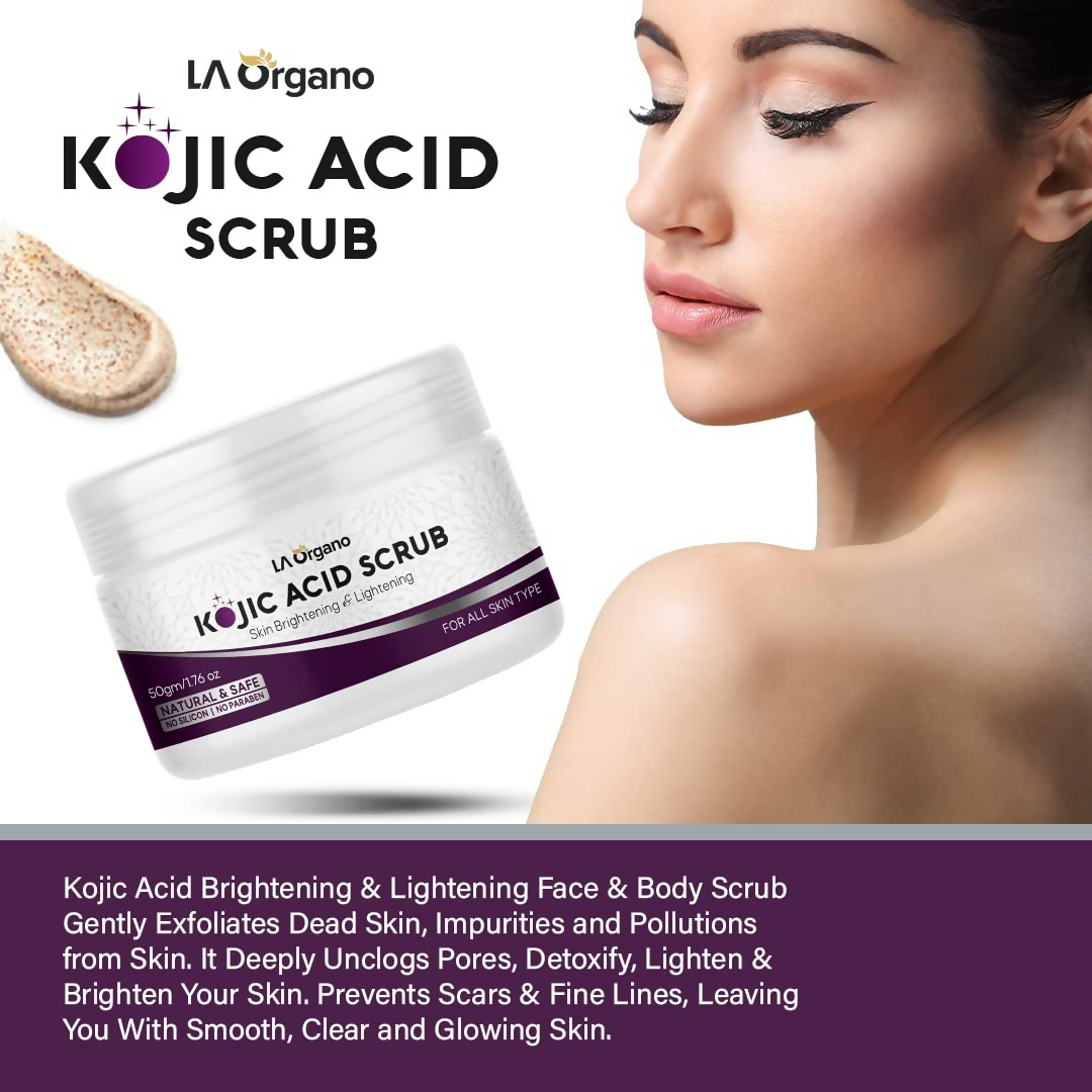 LA Organo 1% Kojic Acid Skin Lightening & Brightening Face & Body Scrub