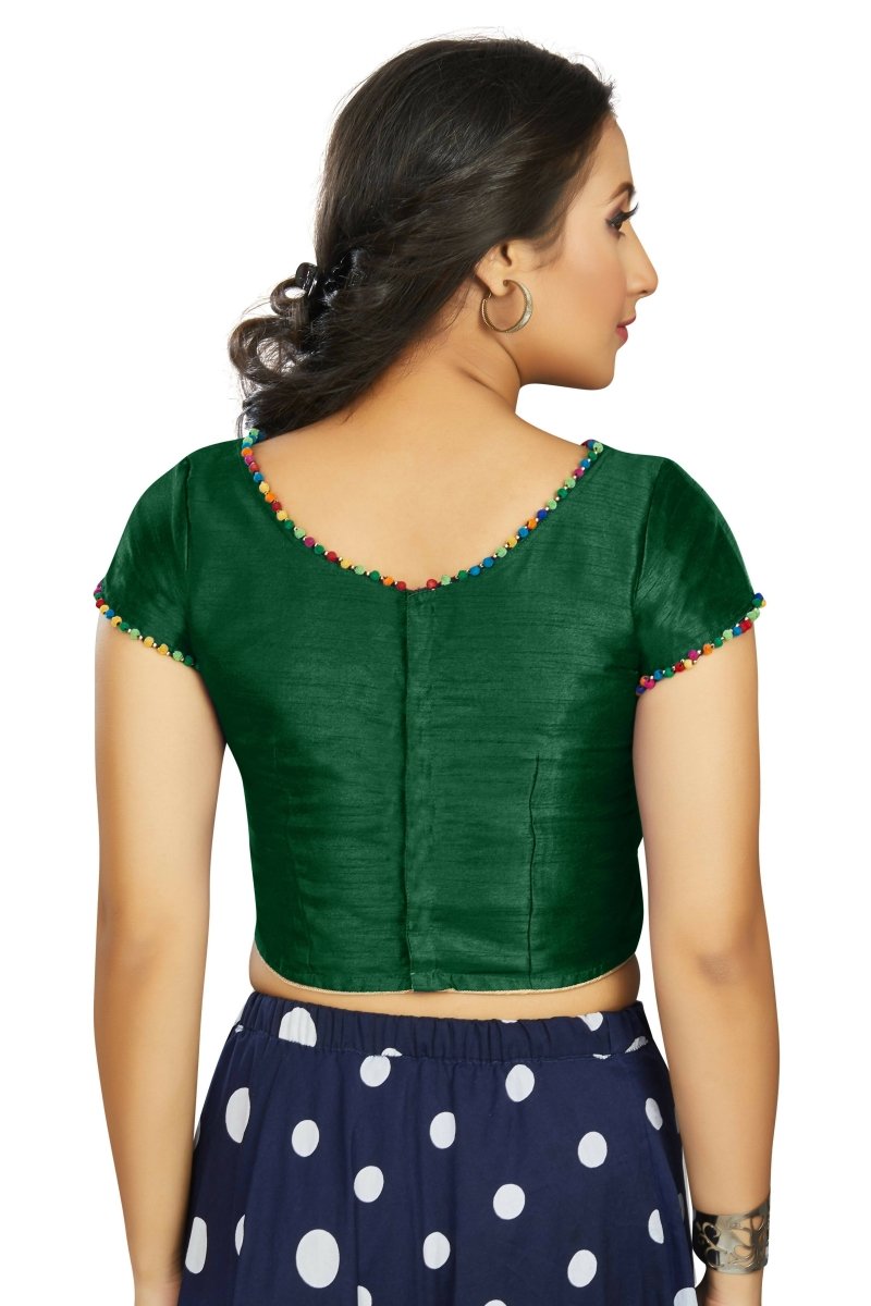 Aastha Fashion Women's Bottle Green Art Silk Designer Party Wear Readymade Blouse - Distacart