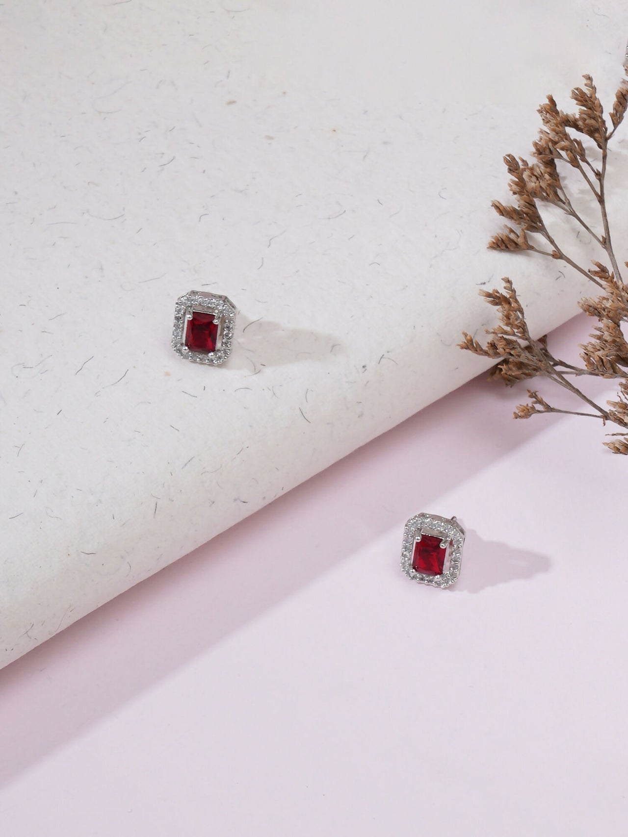 stone stud (Red) - Ruby Raang - Distacart