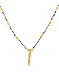 Thumbnail for NVR Women's's Set of 2 Black Gold-Plated Beaded Mangalsutra With Ad Stone - Distacart