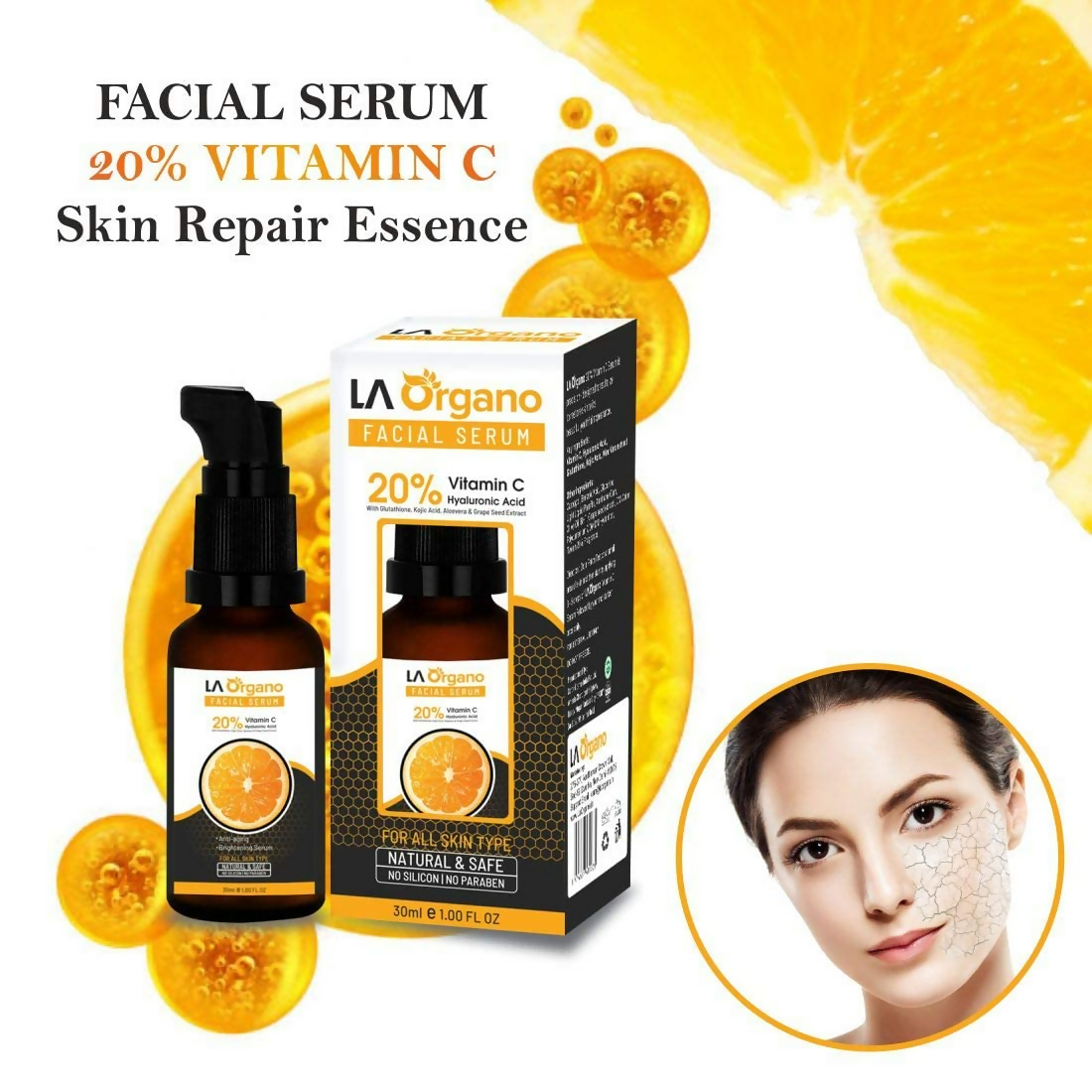 LA Organo Vitamin C Serum & Papaya Skin Whitening Cream Combo