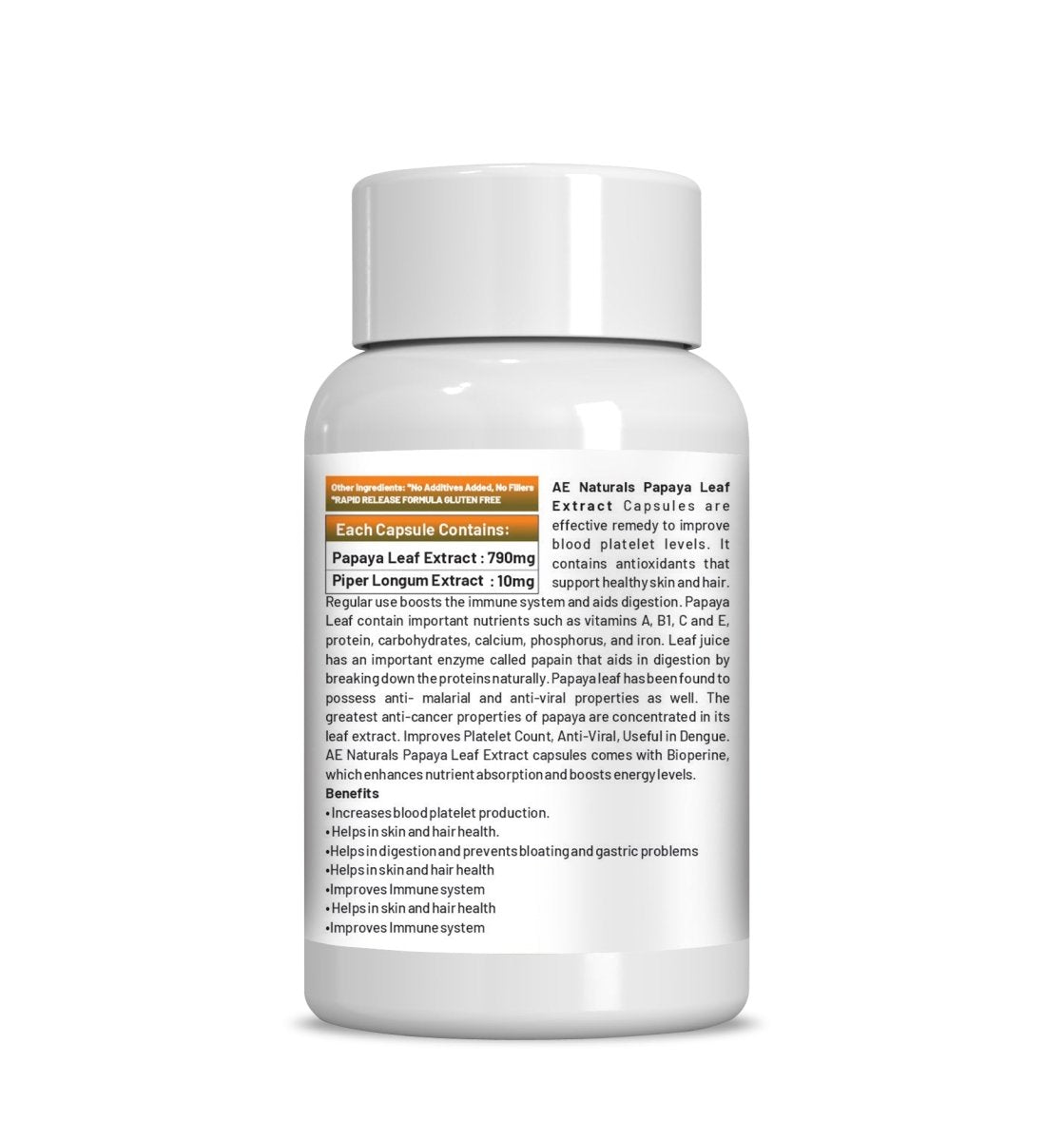 Ae Naturals Papaya Leaf Extract Capsules - Distacart