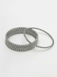 Thumbnail for NVR Women's Set of 6 Silver-Toned German Silver Oxidised Bangles - Distacart