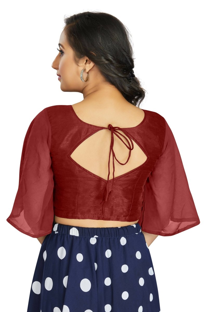 Aastha Fashion Women's Women's Maroon Art Silk Umbrella Sleeves Readymade Blouse - Distacart