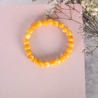 Thumbnail for NVR Men & Women Yellow Marbel Crystal Elasticated Bracelet - Distacart