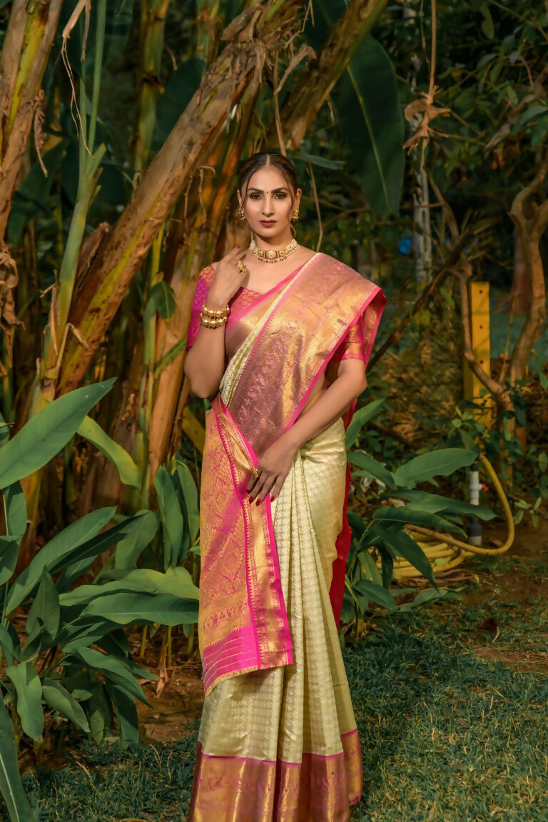 Silk sarees Maurya chula top Jhoti