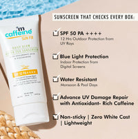 Thumbnail for mCaffeine Sun Fix Daily Glow Green Tea Sunscreen SPF 50 PA++++ with Niacinamide, Lightweight & No White Cast