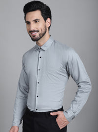 Thumbnail for Indian Needle Men's Woven Design Formal Shirt - Steel-Grey - Distacart