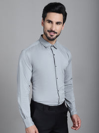 Thumbnail for Indian Needle Men's Woven Design Formal Shirt - Steel-Grey - Distacart