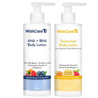 Thumbnail for Wishcare Detan Combo Sunscreen SPF 50 Broad Spectrum & 10% AHA + 1% BHA Body Lotion