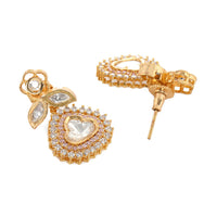 Thumbnail for Kundan and Diamond with Pink Stones Dangler Earrings (Gold) - Ruby Raang - Distacart