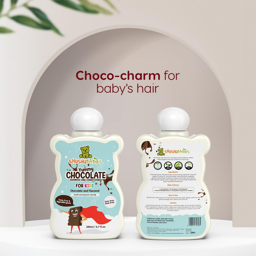 ShuShu Babies Yummy Chocolate Shampoo & conditioner with Flaxseed For kids (under 4-12 Years)