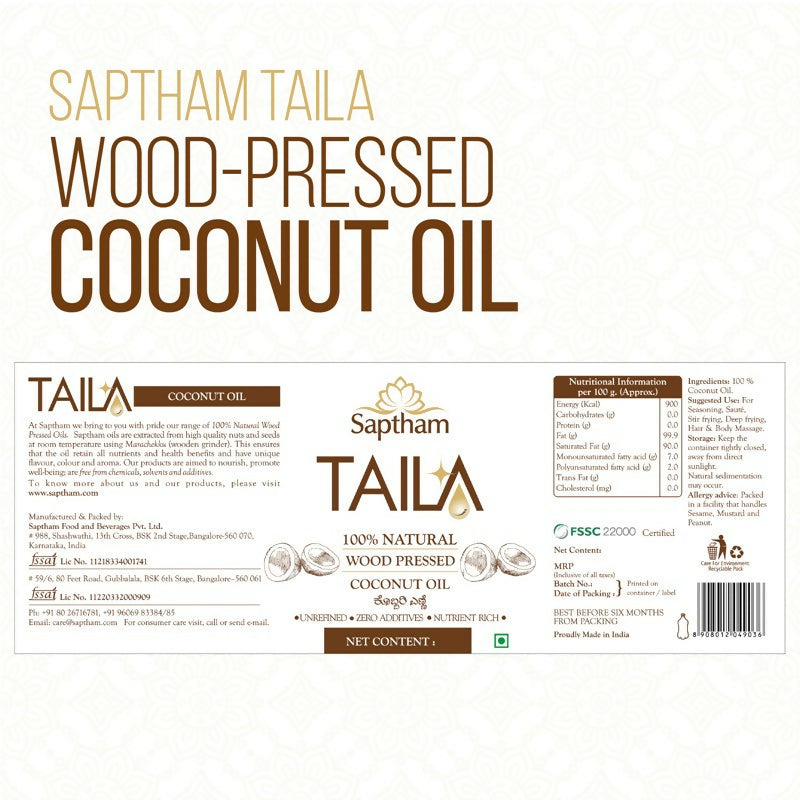 Saptham Taila Wood - Pressed Coconut Oil - Distacart