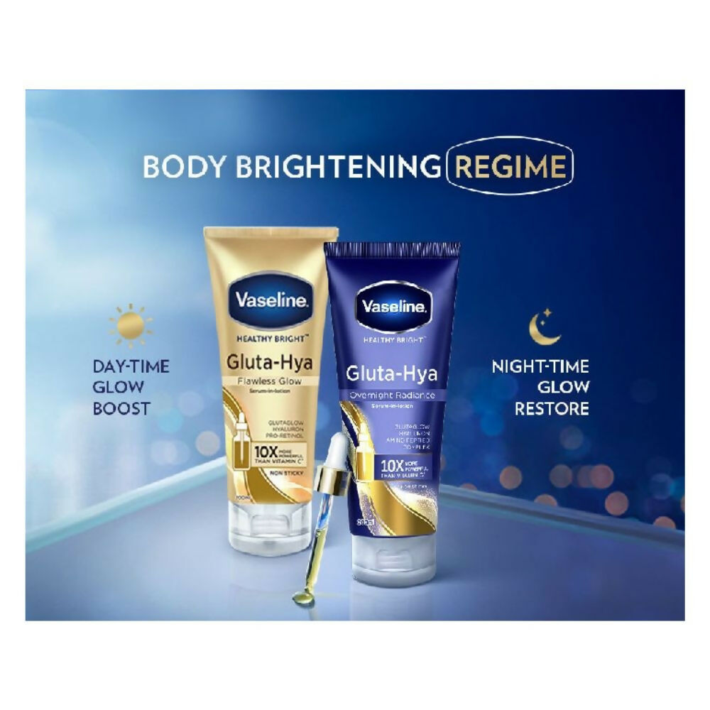 Vaseline Gluta Hya Serum-in-Lotion - Dewy Radiance, Overnight Radiance & Flawless Glow Combo - Distacart