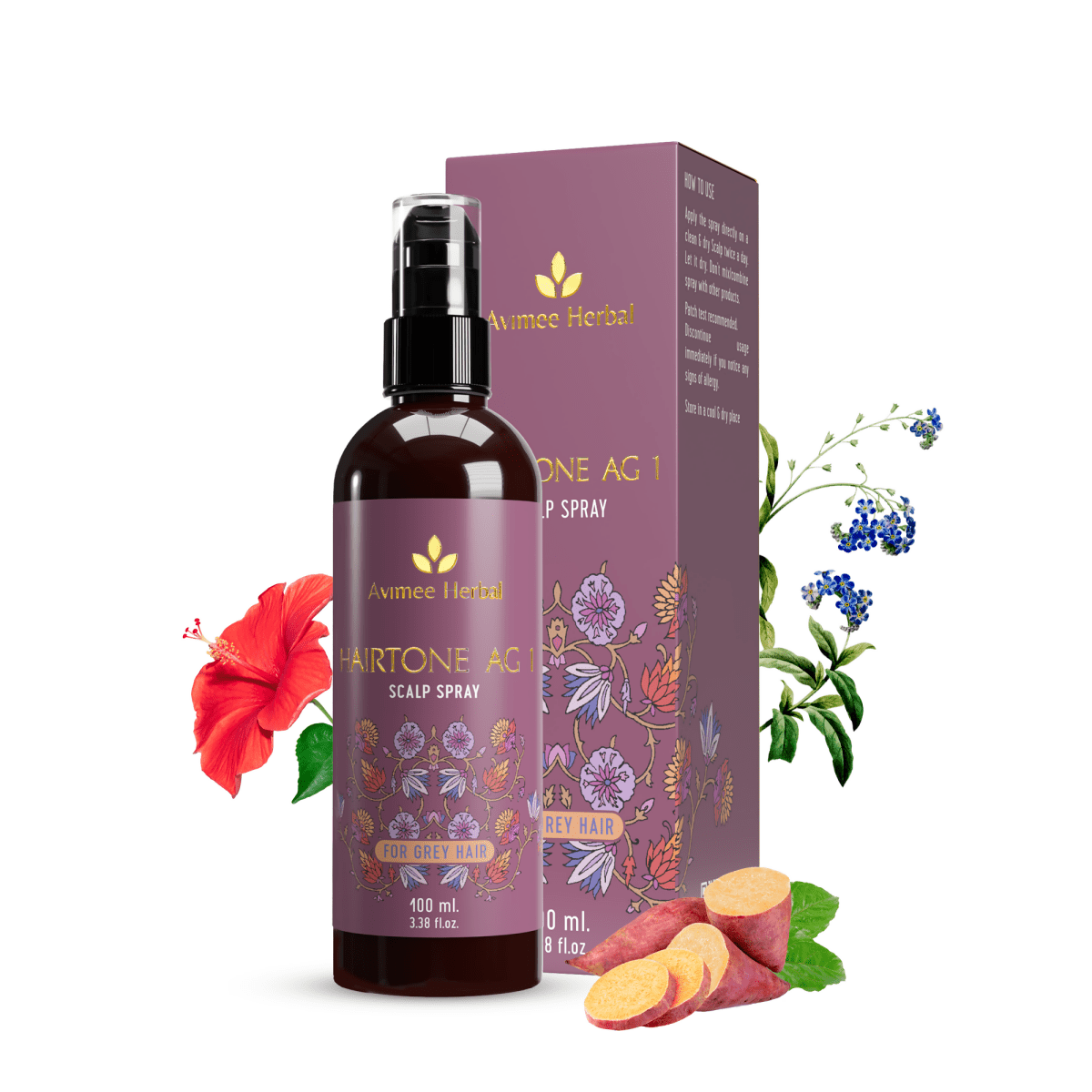 Avimee Herbal Anti Grey Hair Kit With Shakuntala Hair Cleanser & Instant Water Softener, Fights Grey Hair, With Amla, Curry Leaf and Henna Oil