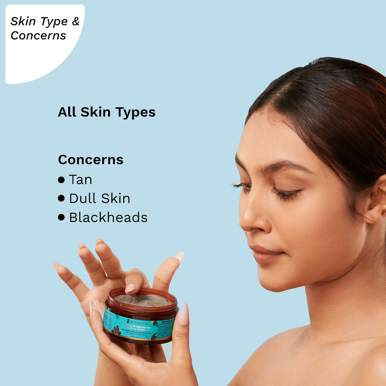 Pilgrim Face Scrub with Yugdugu & White Lotus, For Glowing Skin & Blackhead Removal, Dry, Oily Combination Skin - Distacart
