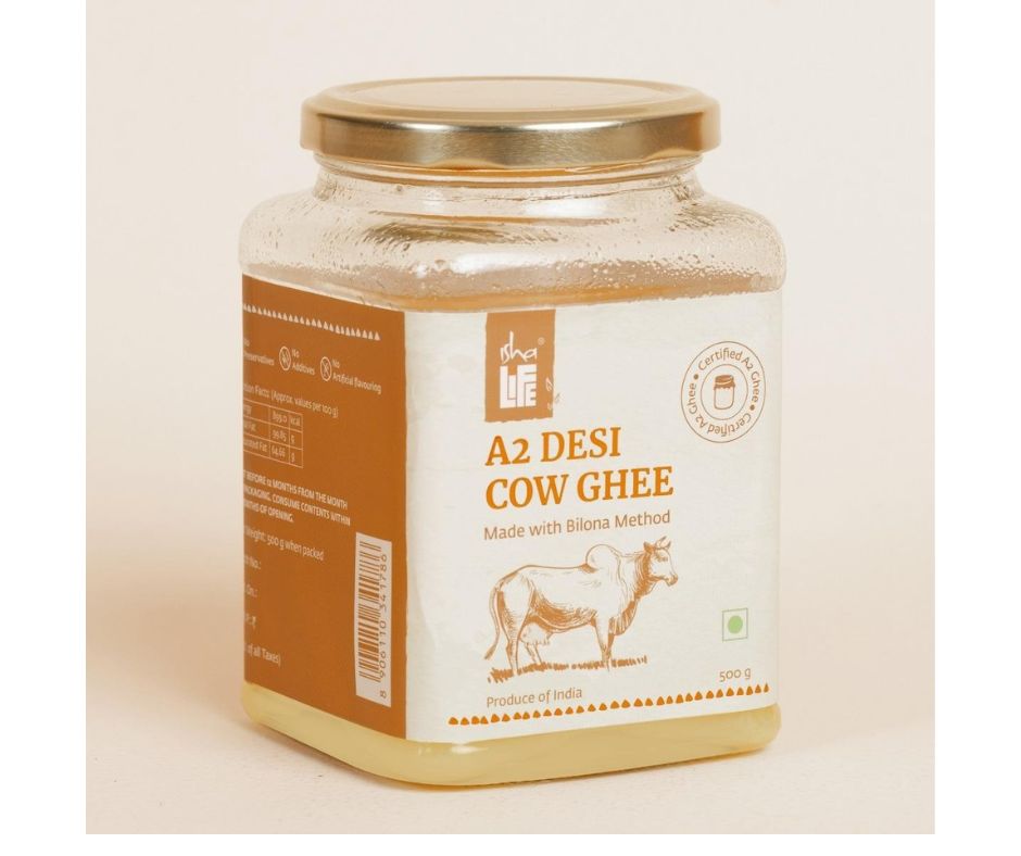 Isha Life Pure A2 Desi Cow Ghee | Made Traditionally from Curd | Made from Grass-fed Free Grazing Desi Cows' Milk - Distacart