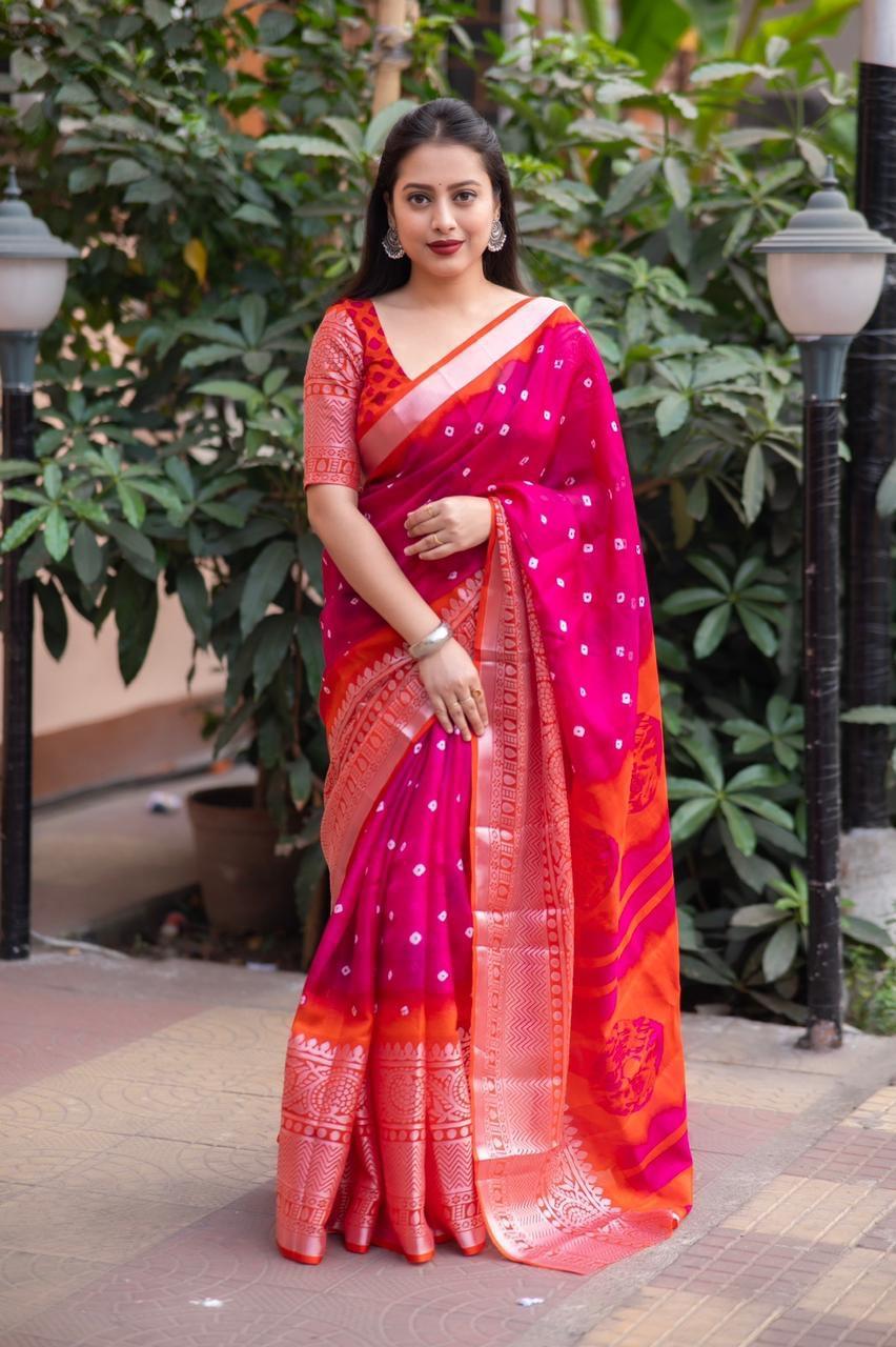 Rani Jute Silk Ethnic Motifs Saree with Unstitched Blouse - A2M