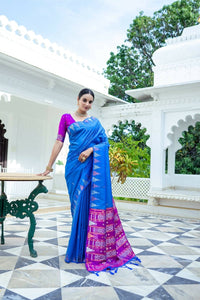 Thumbnail for Aastha Fashion Blue Woven South Silk Saree with Blouse - Distacart