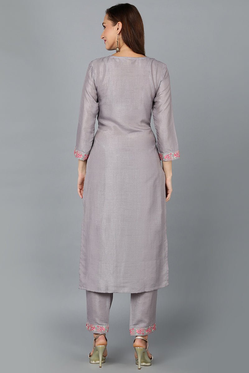 Ahika Steel Silk Blend Straight Kurtas