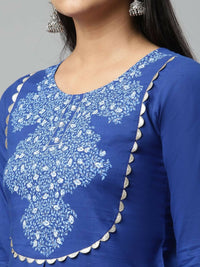 Thumbnail for Ahalyaa Womens Royal Blue Pure Cotton Printed Kurtas - Distacart