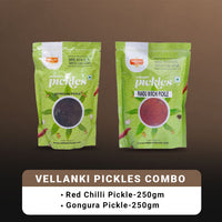 Thumbnail for Vellanki Foods - Red Chilli Pickle, Gongura Pickle Combo Pack (Each 250gm)